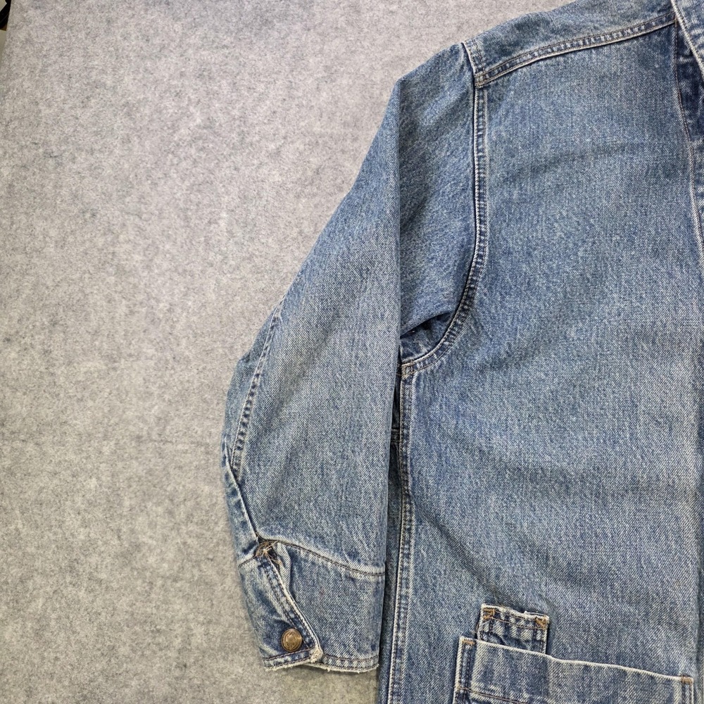 VTG Driver Jacket Mens Medium Blue Denim Chore Workwear Utility Snap Made USA - Picture 5 of 16